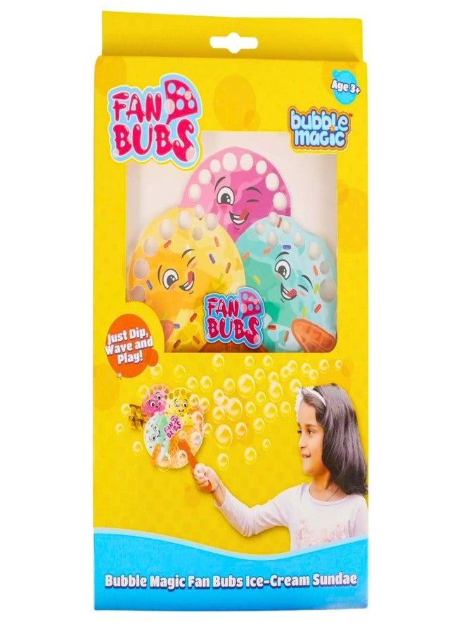 Bubble Magic Fan Bubs Ice-Cream Sundae, Bubble Solution with Hand Fan for The Kids 3 Year and Above, Multicolor, FB50014 - Image 1